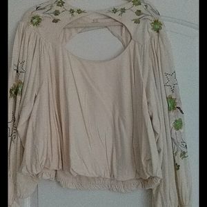 Free people floral sleeve shirt barely worn